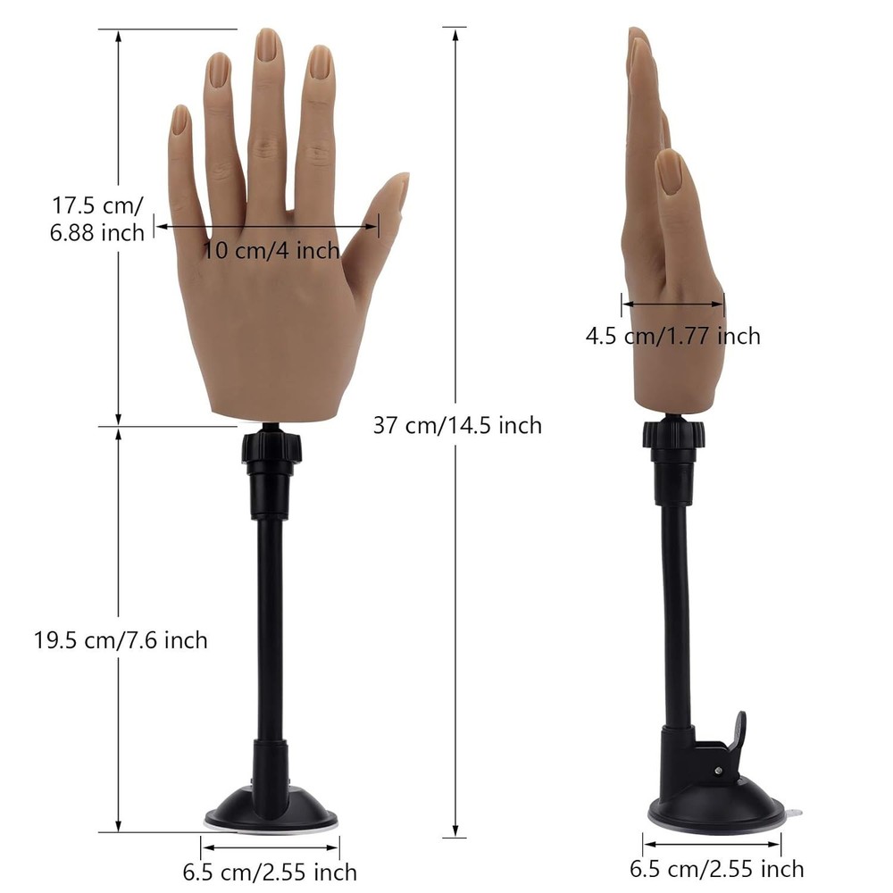 Silicone Practice Hand for Acrylic Nails w/ Bracket Realistic Nail Practice