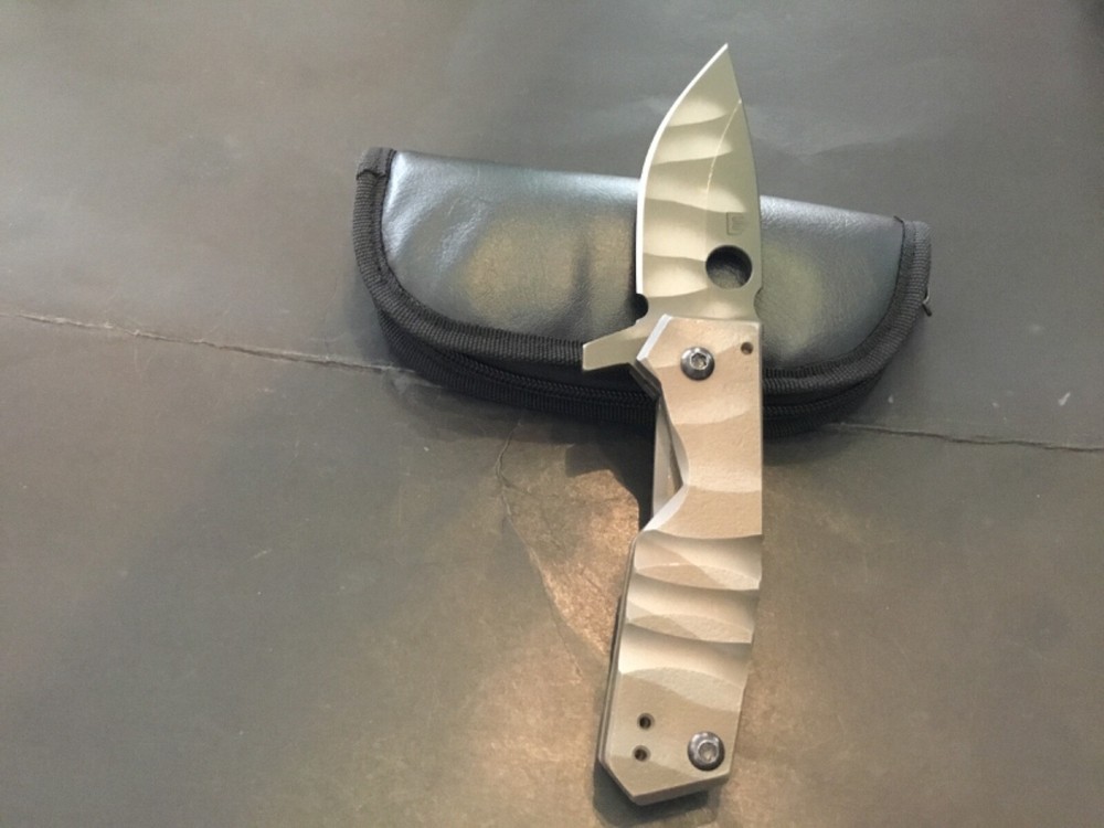 Custom Crusader Forge Titantium Flipper Folder Knife