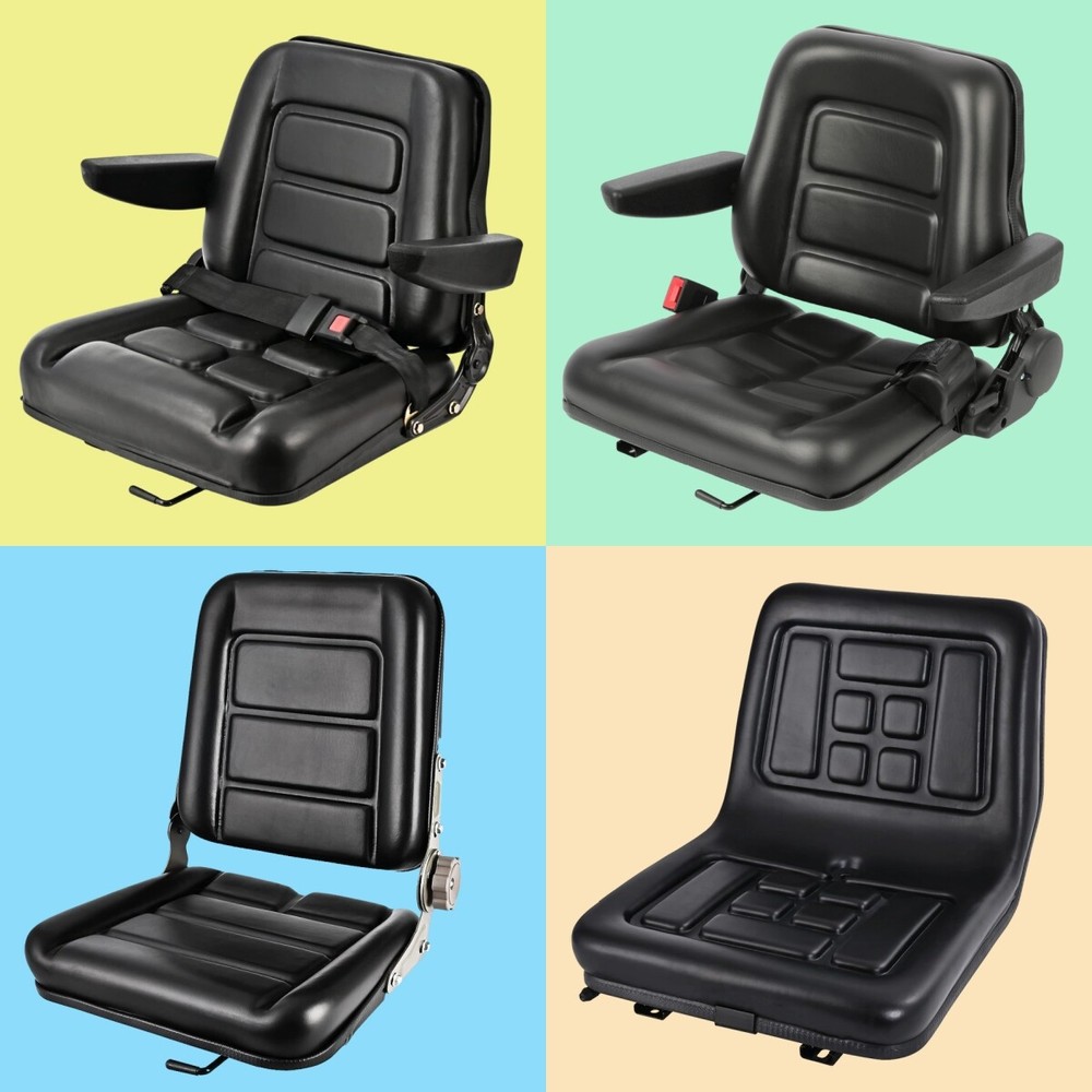 Forklift Tractor Seat Replacement PVC Adjustable Backrest Slide Universal