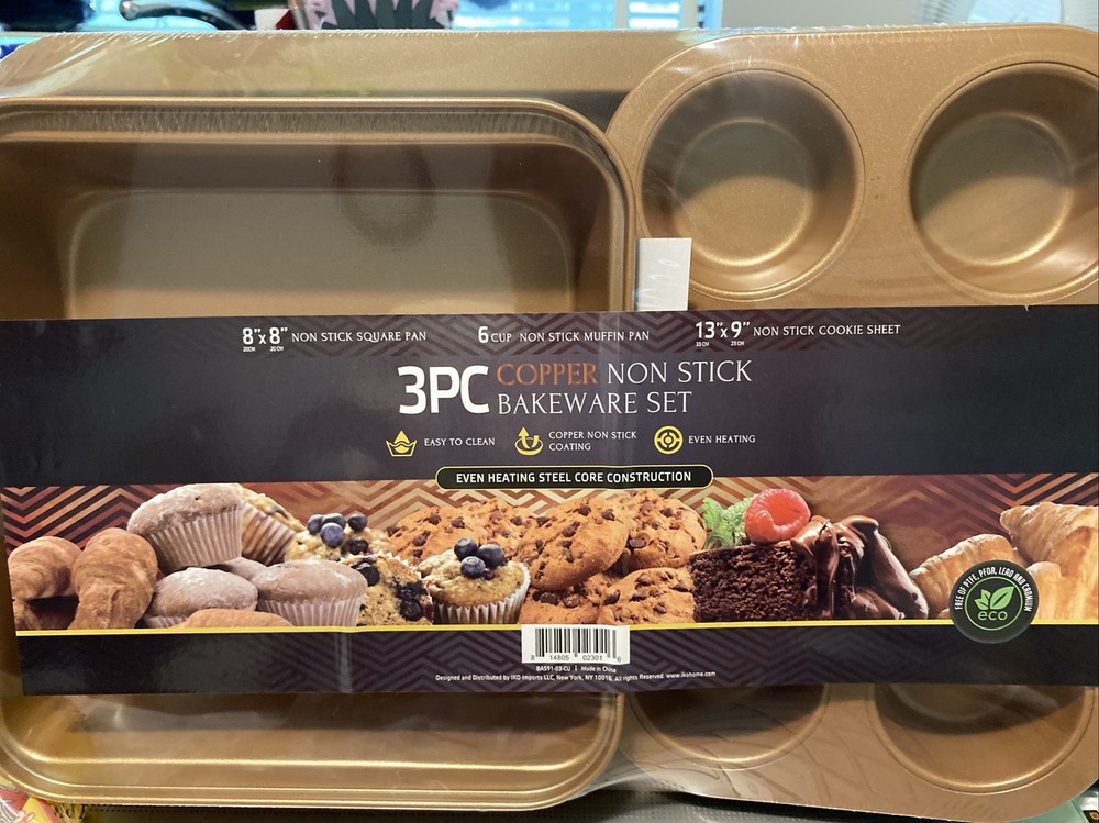 "Brand New" 3PC Copper Non Stick Bakeware Set
