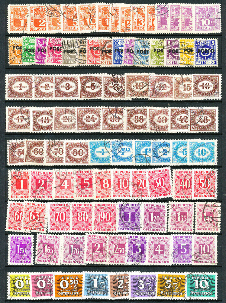 1945/89; Postage-Due-Stamps - five complete sets; used
