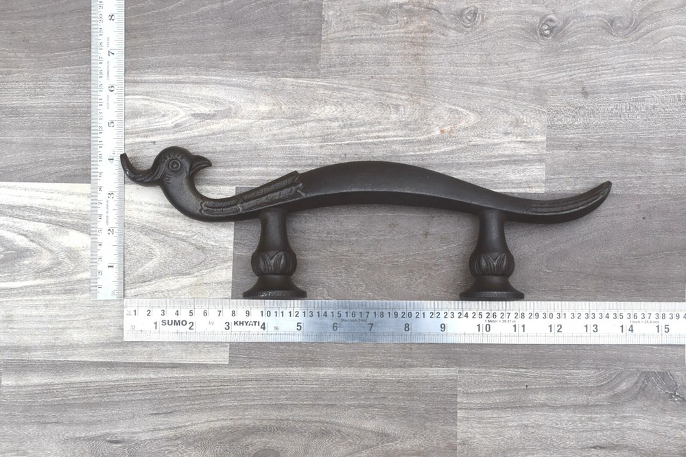 Victorian Cast iron Peacock shape Large n Heavy Gate door Screen handles pulls