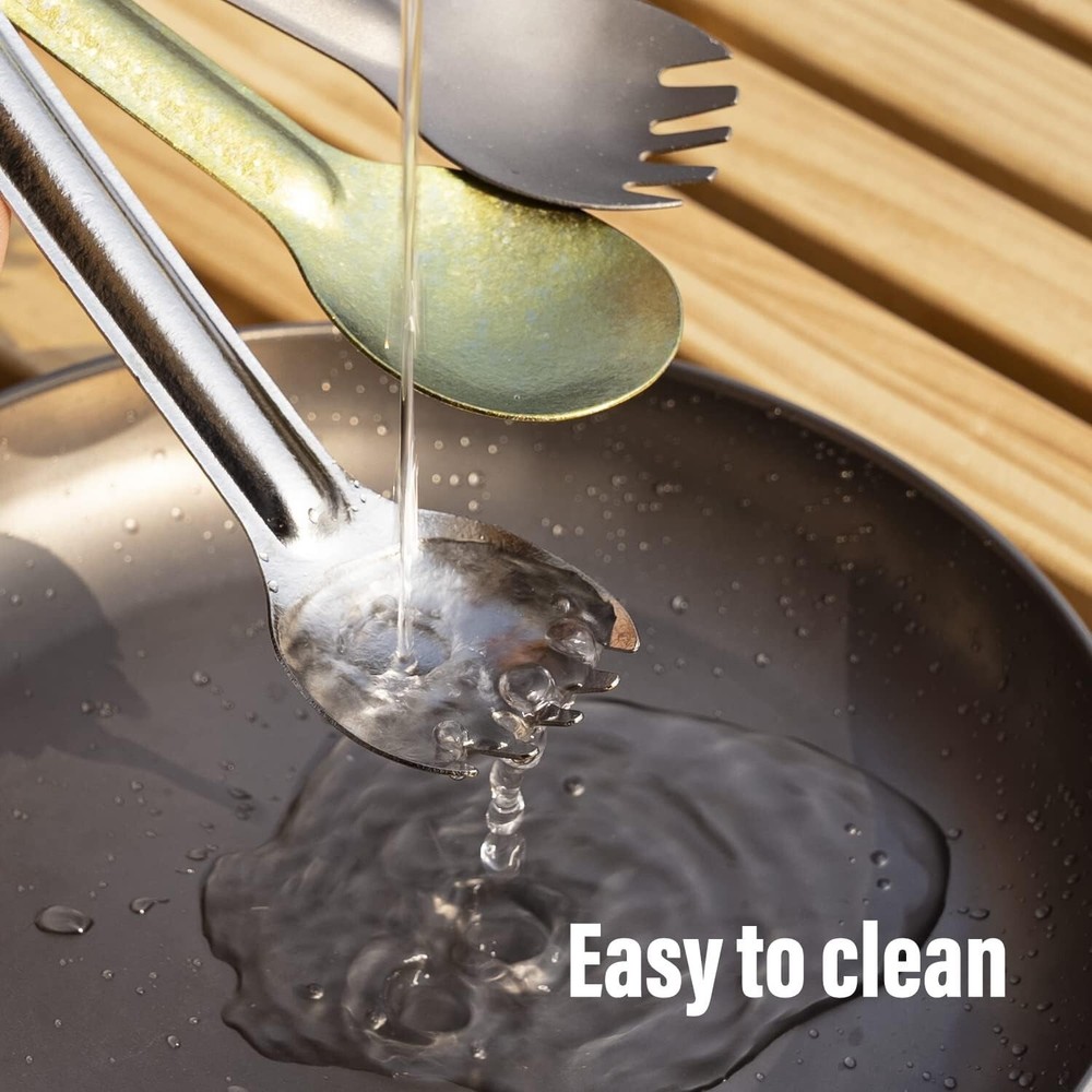 Eco-Friendly Titanium Spork and Spoon Set - Lightweight Camping Tableware