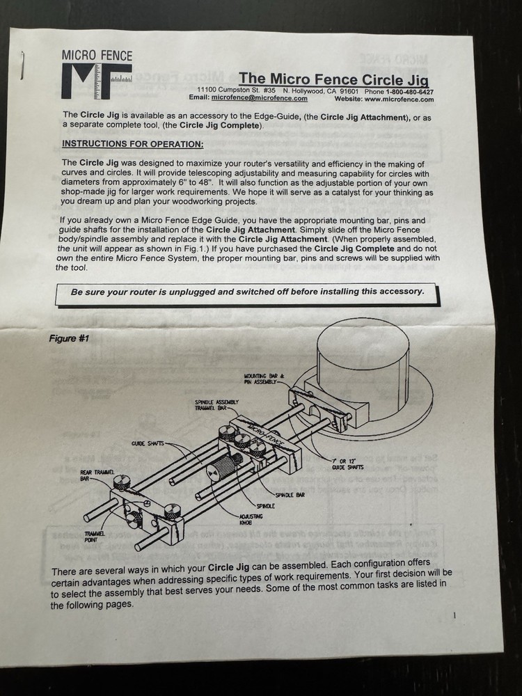 Micro Fence Circle Jig Attachment - NEW OPEN BOX