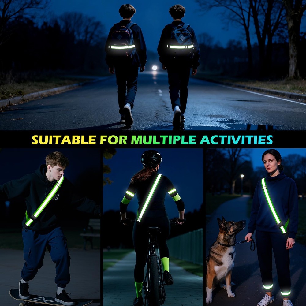 Samlior Reflective Walking Gear at Night, High Visibility Safety Green