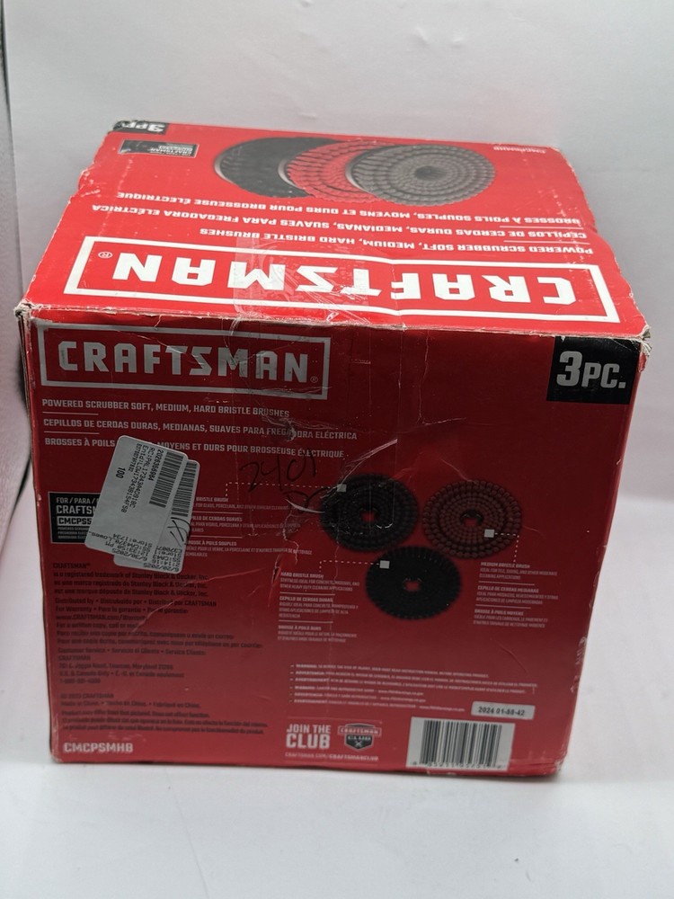 Craftsman Powered Scrubber Brush Set (CMCPSMHB) - 3 brushes - soft medium hard