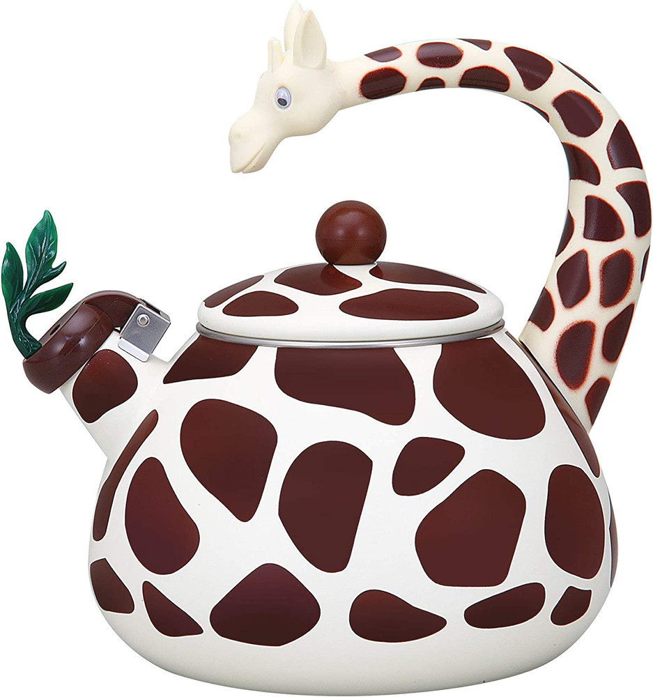 Whistling Tea Kettle for Stove Top Giraffe Decor Enamel on Steel,  Tea Pots Cute