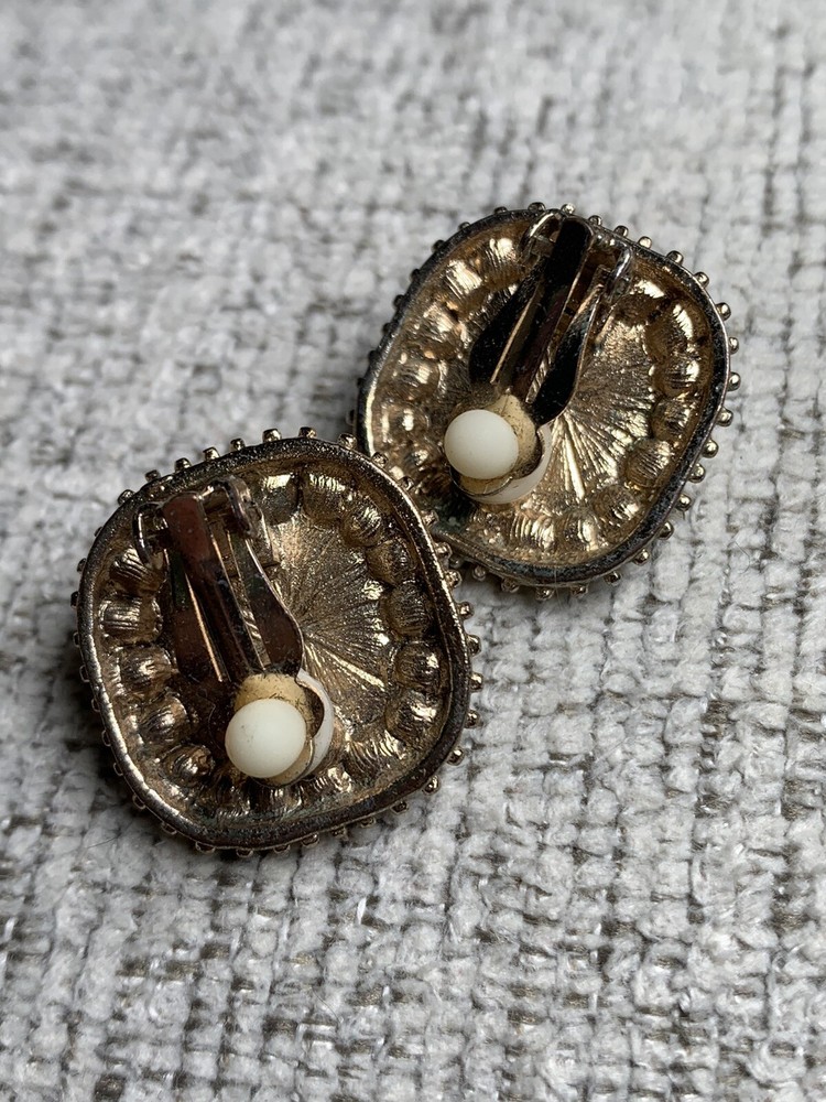 Vintage Statement Clip Ons rhinestones