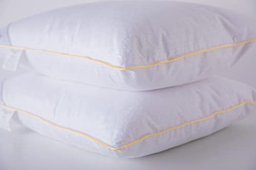 Goose Down Feather Soft Pillows Queen Size One Pack 100% Cotton Supportive Co...