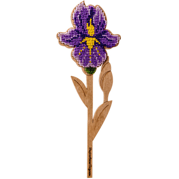 DIY Bead Embroidery Kit on Wood - "Iris"