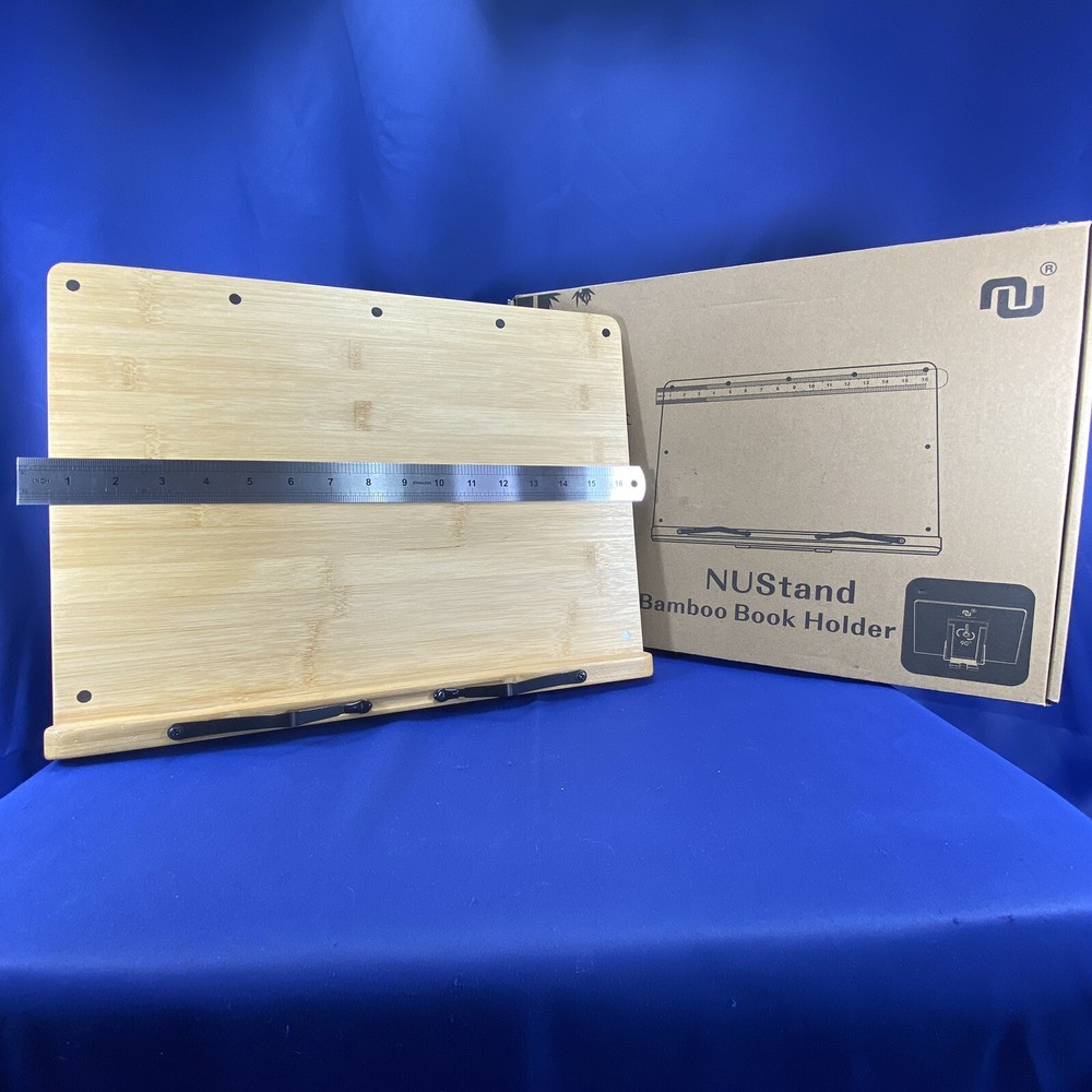 Bamboo Book Stand 6 Adjustable Angles Vertical & Horizontal w/ Magnets & Ruler