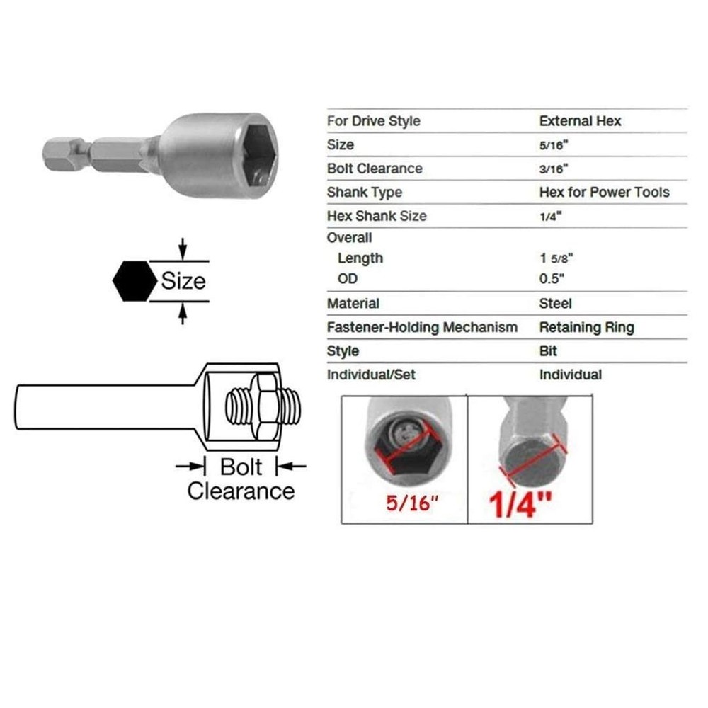 Saim 5/16" Nut Driver Drill Bit Set, 10 PCS Hex Magnetic Impact Nut Setter