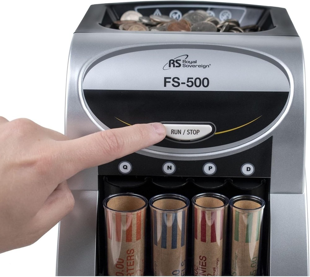 USD Coin Sorter with Anti-Jam Technology and Coin Wrapper Starter Pack, Silver