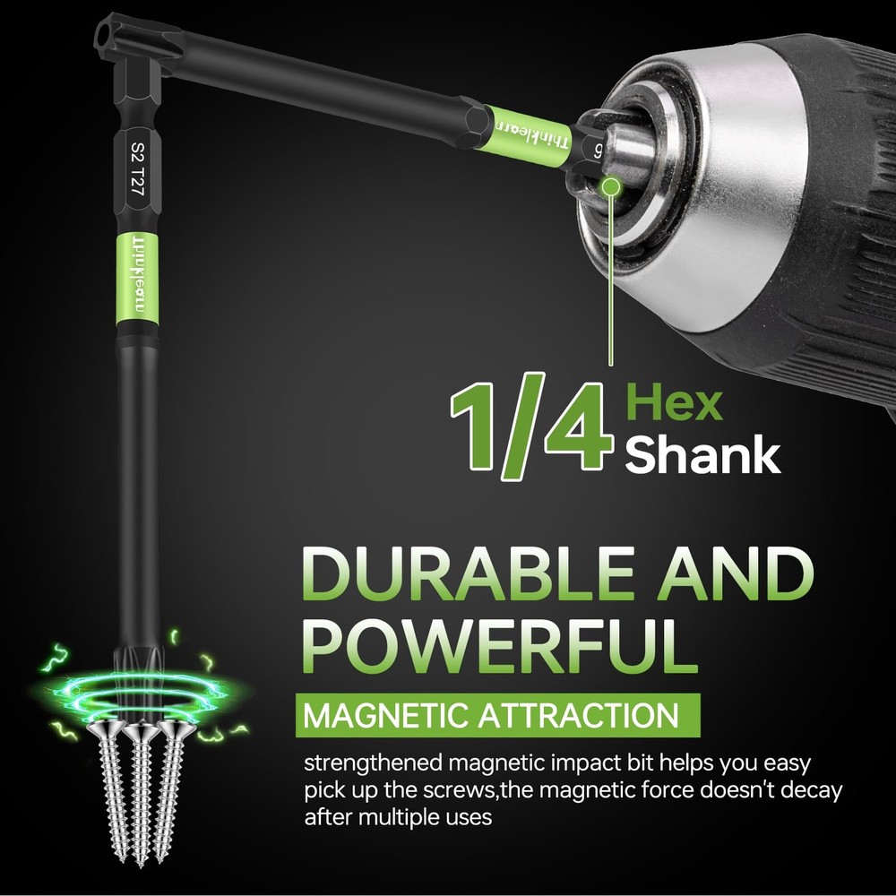 THINKLEARN Impact Torx Bit Set, 20 PCS 4" Security Bits, Orange+green