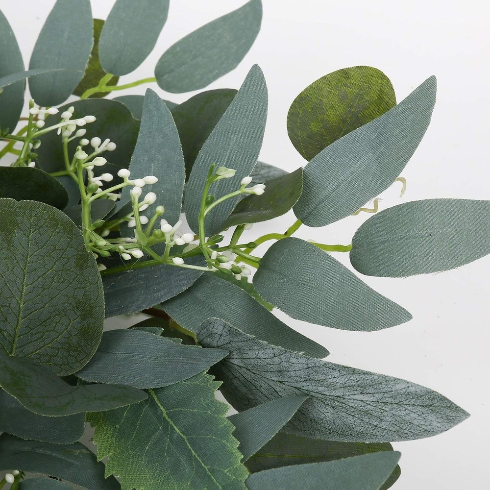 Artificial Green Eucalyptus Wreath,15 inches Greenery Wreath Multicolor-1