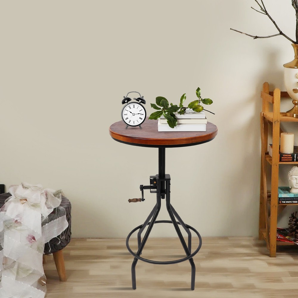 Height Adjustable Side Table Lifting Bar Table Rustic Elegance Style Side Table