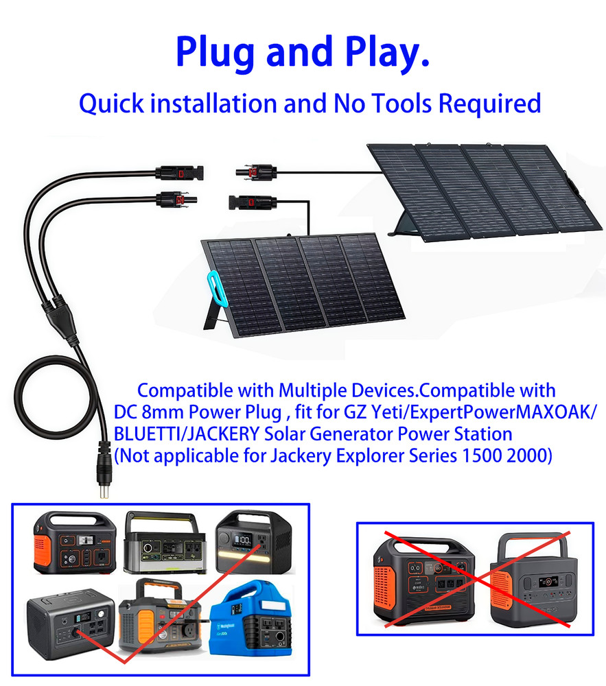 16.5FT Solar Cable with Solar Panel Connector for Jackery Explorer 700/700 Plus