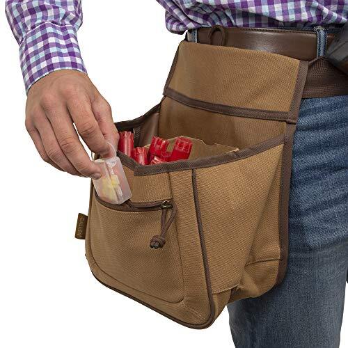 Rival Double Compartment Shotgun Shell Bag with Adjustable Belt Tan Canvas