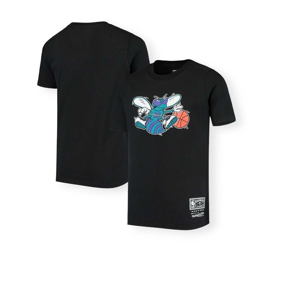 Mitchell & Ness Charlotte Hornets Team Basic 1 Hardwood Classics Black Tee Shirt
