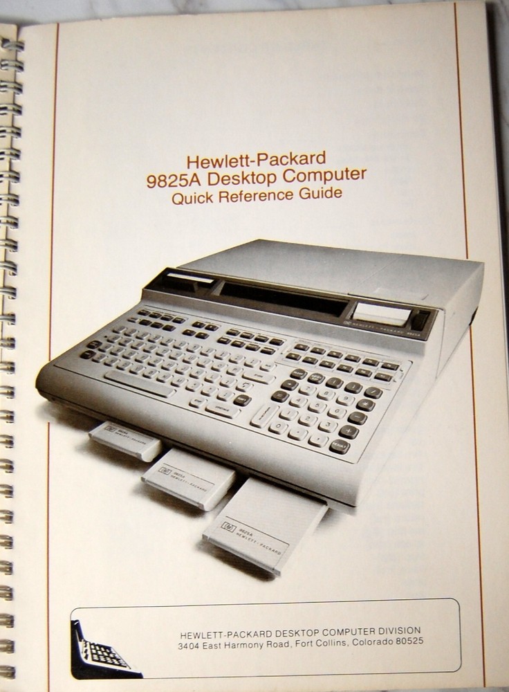 Hewlett Packard 9825A Desktop Computer Quick Reference Guide
