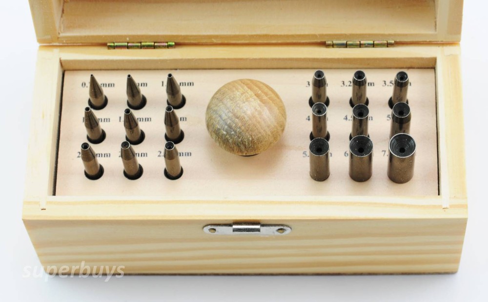 18pcs Round Bezel Setting Punch Punches Stone Ring Gemstone Burnish Set Tool Set