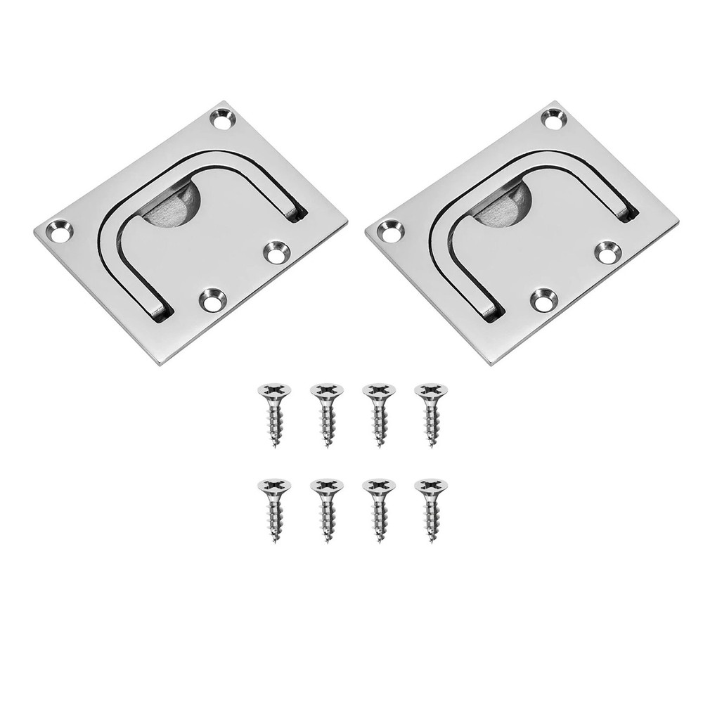 Marine 316 Stainless Steel Foldable Recessed Hatch Handle Ring Pull Boat Deck