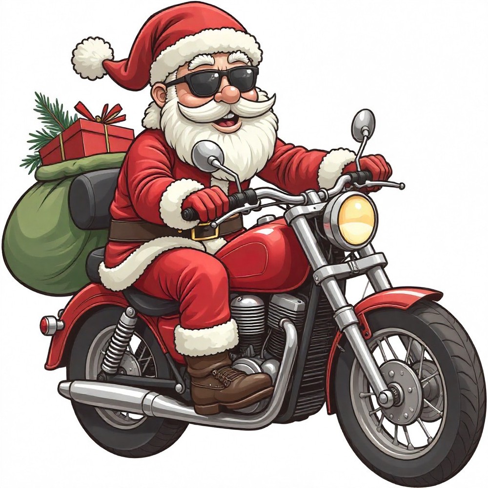 30 Custom Motorcycle Santa Claus Personalized Address Labels