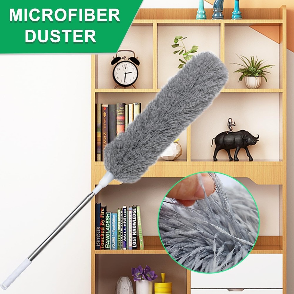 100" Extra-Long Microfiber Feather Duster, Extendable Pole Dusters, Telescoping