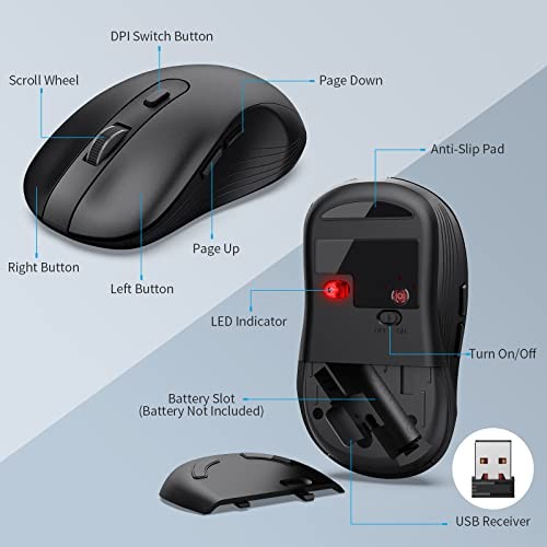 Wireless Keyboard and Mouse Combo, 2.4G Ergonomic Wireless Computer Black