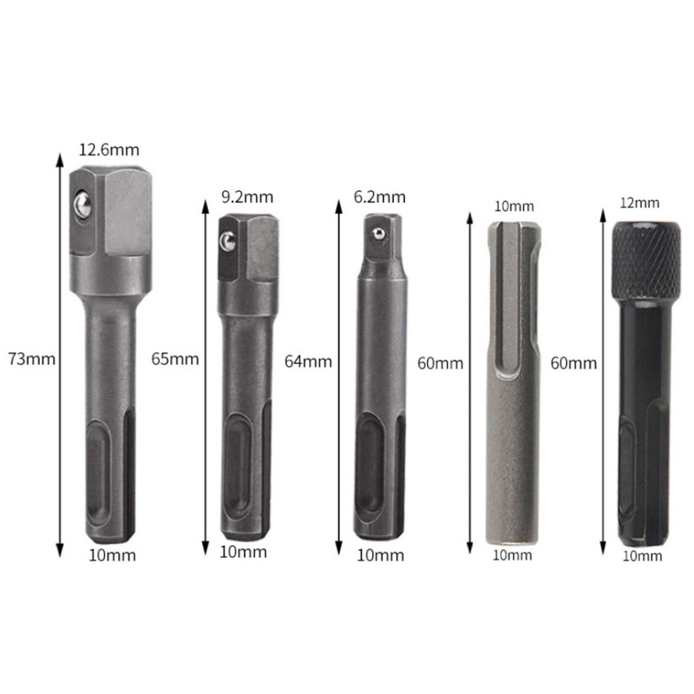 5pcs SDS Plus 1/4 Hex Socket Driver Hammer Drill Bit Adaptor Accessories Kit