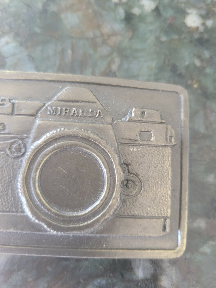 MIRANDA CAMERA BELT BUCKLE GENUINE ORIGINAL BRASS GREAT SHAPE