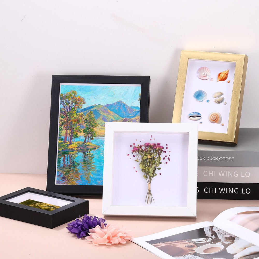 8x8 Inch Shadow Box Display Frame, 2cm Deep Photo Shadow Box, White