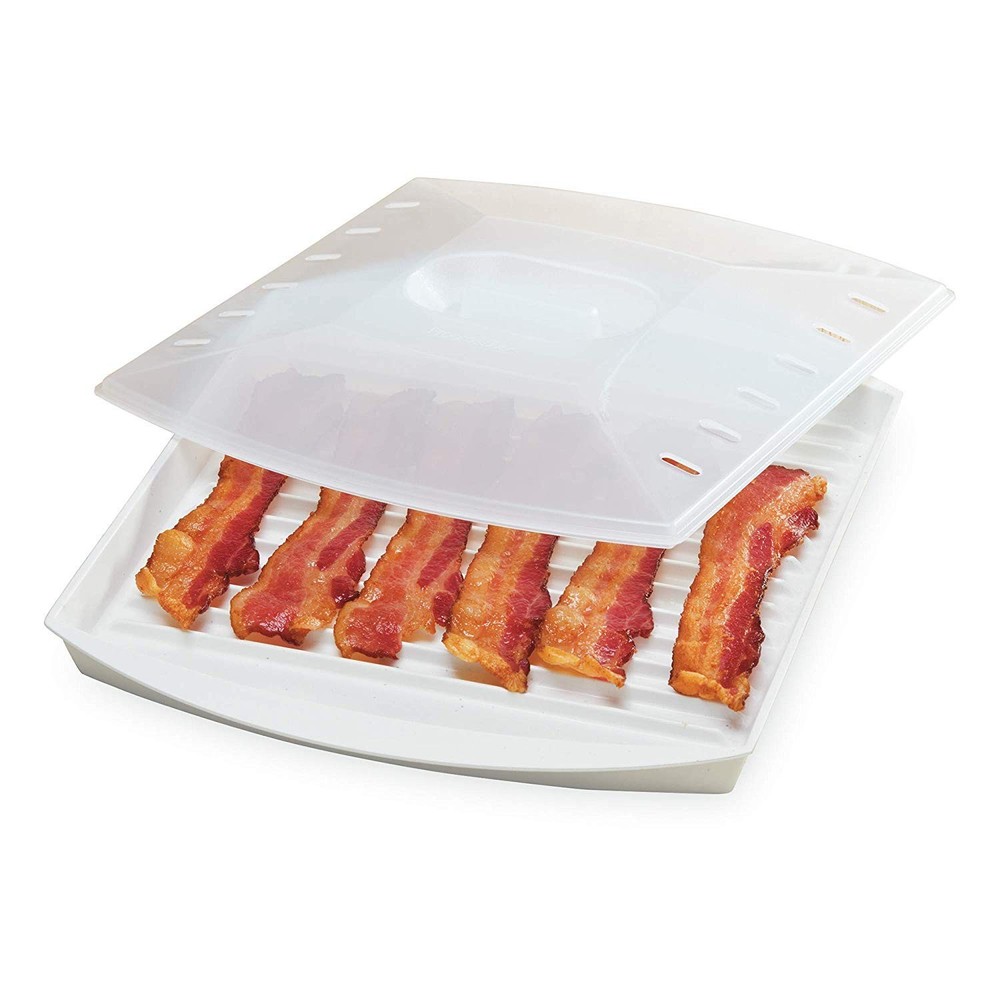 PrepSolutions Microwavable Bacon Grill, White – Nonstick, Standard,