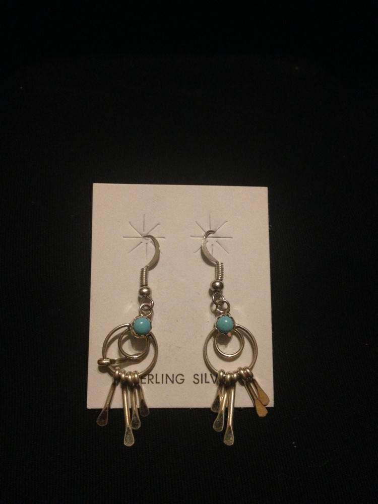 Sterling Silver and Turquoise Dangle Drop Earrings