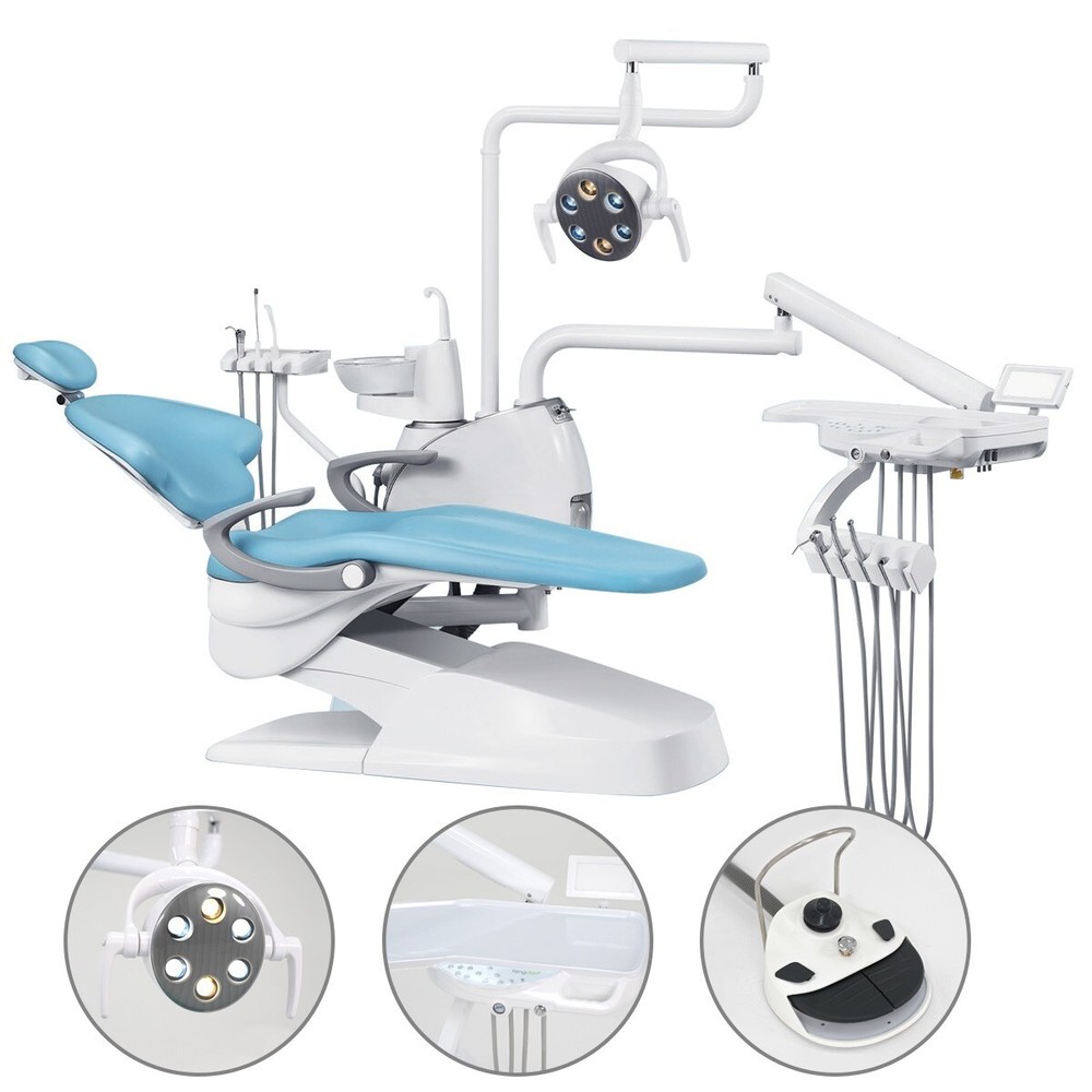 Dental Unit Chair Computer Controlled DC Motor PU Leather+ Assistant Stool