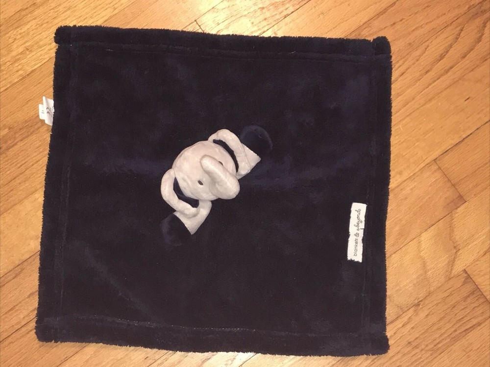 Blankets & Beyond Navy/Dark Blue & Gray Elephant Security Blanket/Lovey