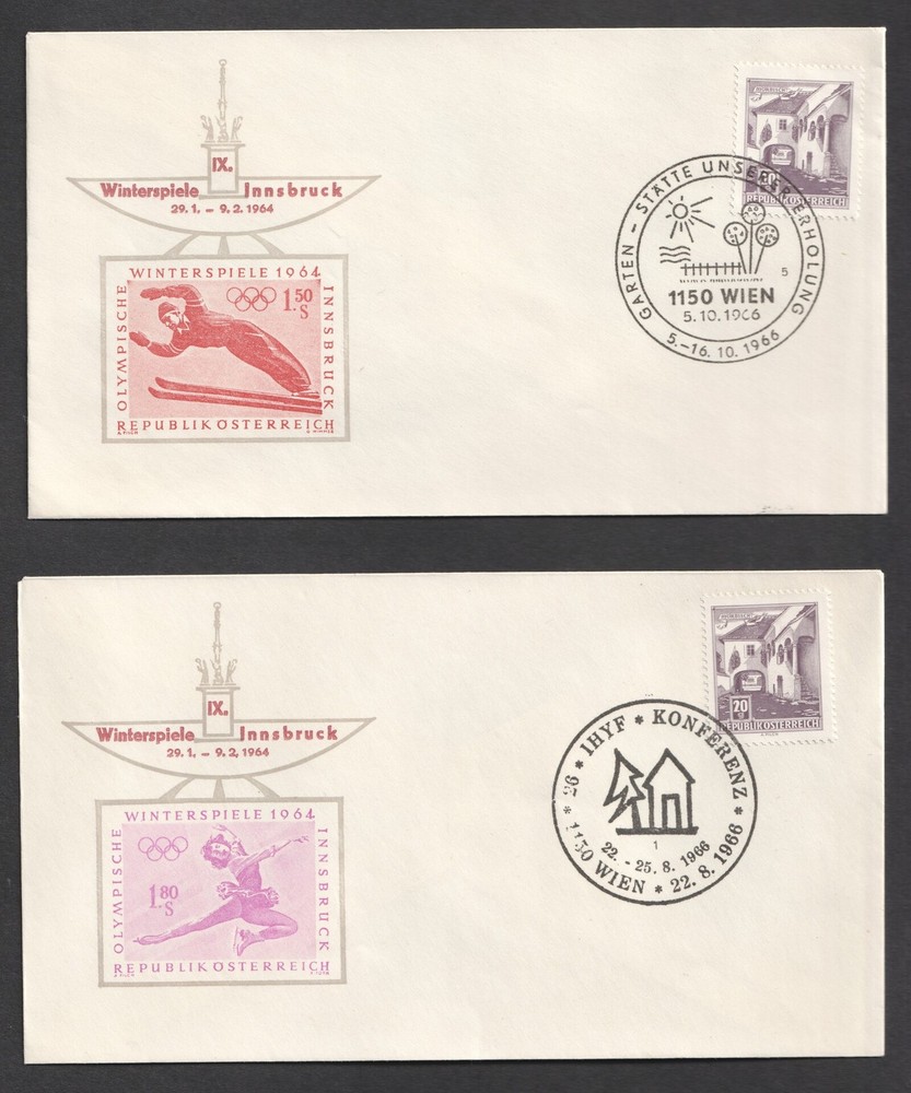 Austria Two Postmark Covers on Winter Olympic Envelopes