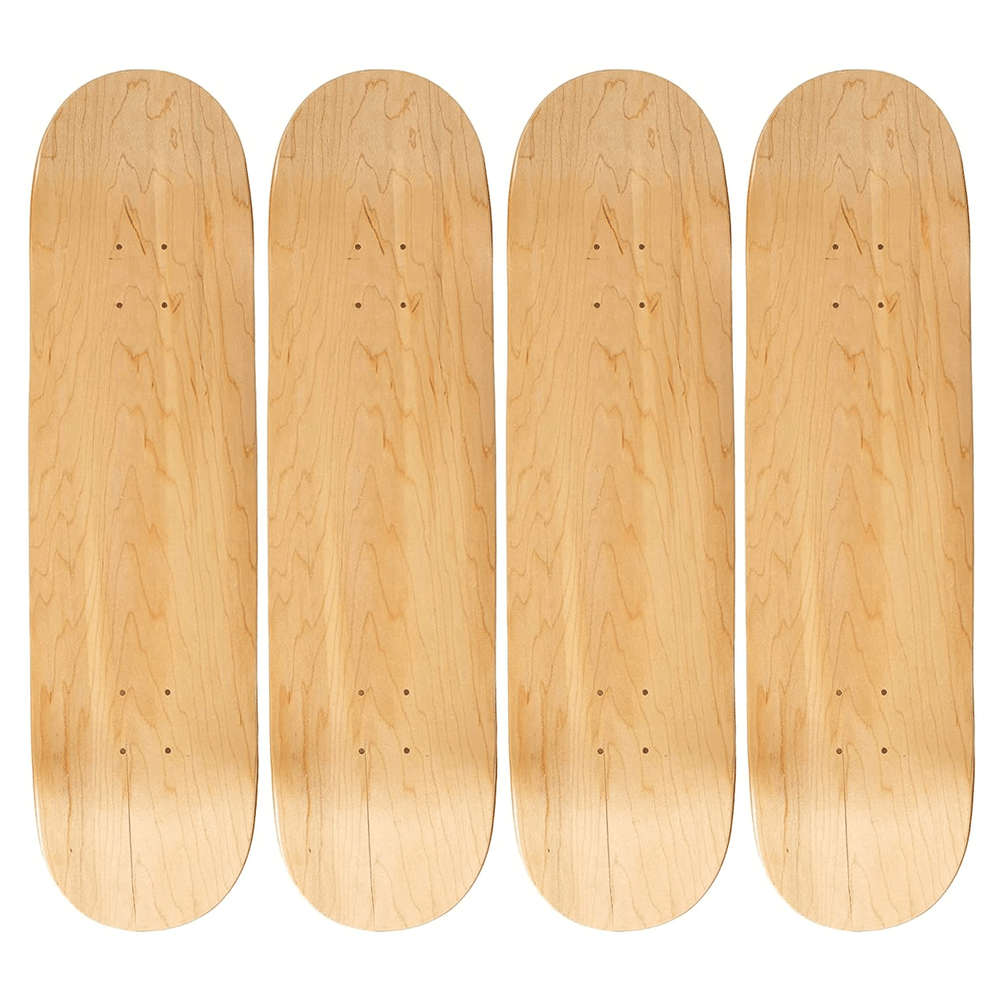 4 Blank Skateboard Decks 8.25" Natural + Griptape