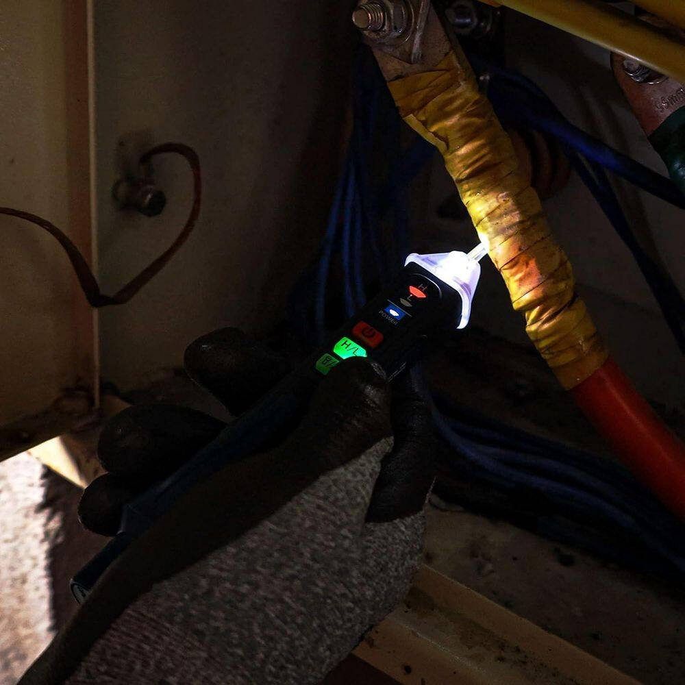 Dual Range Non-Contact Voltage Tester with LCD Display, Flashlight, and Audible