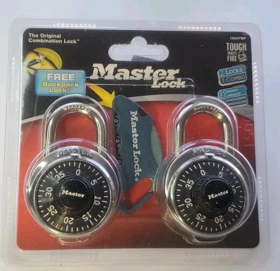 New 2 Master Lock Combination Locks Padlocks with Mini Backpack Lock #1500TBP