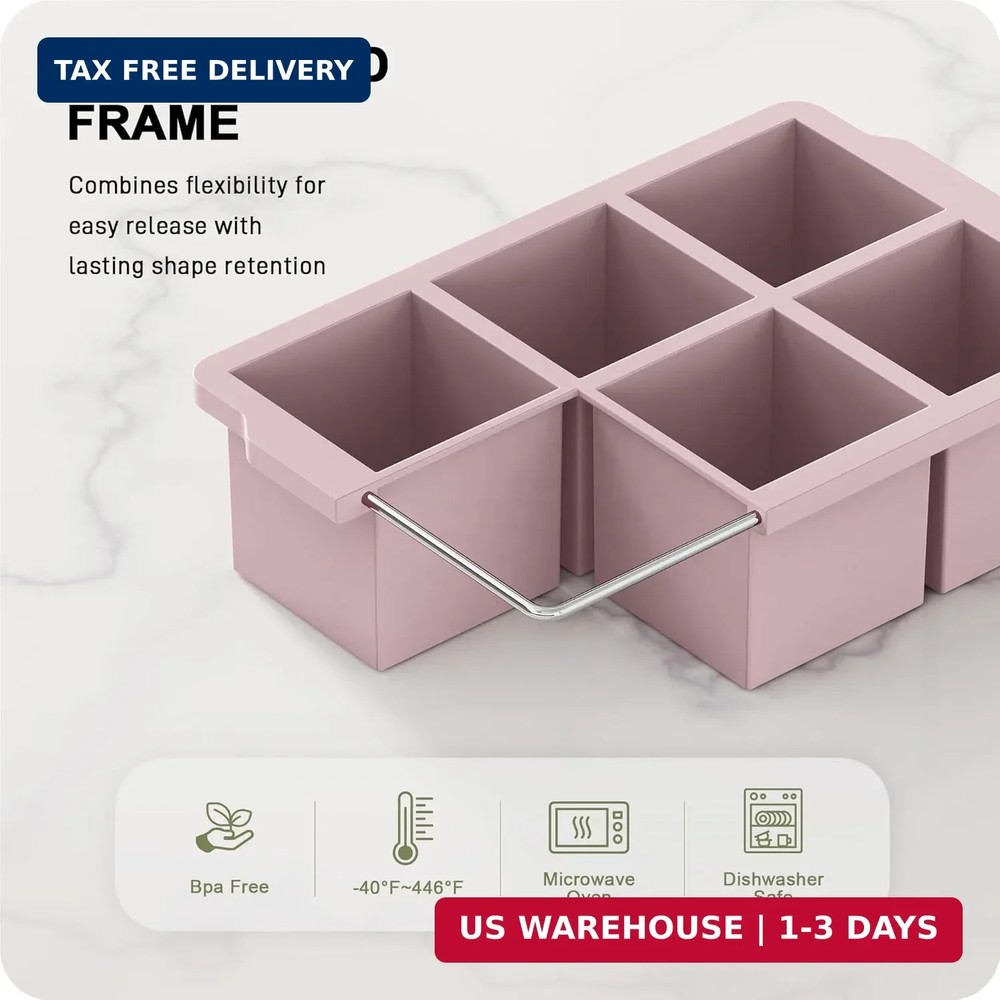 VLM 3 Packs Large Ice Cube Molds with Stackable Lid,Silicone Ice Cube Tray for F