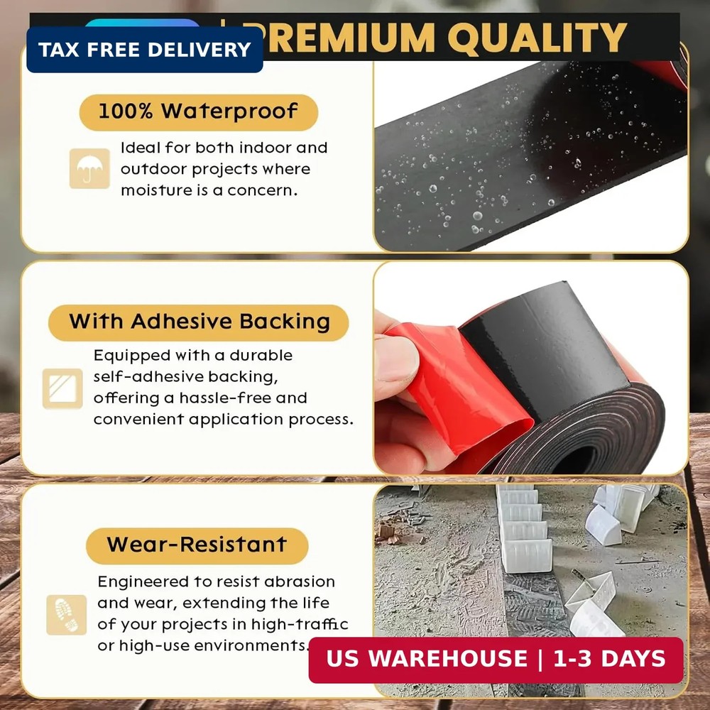 1/16" Thick × 2" Wide Neoprene Solid Rubber Strip, Self Adhesvie Solid Strips US