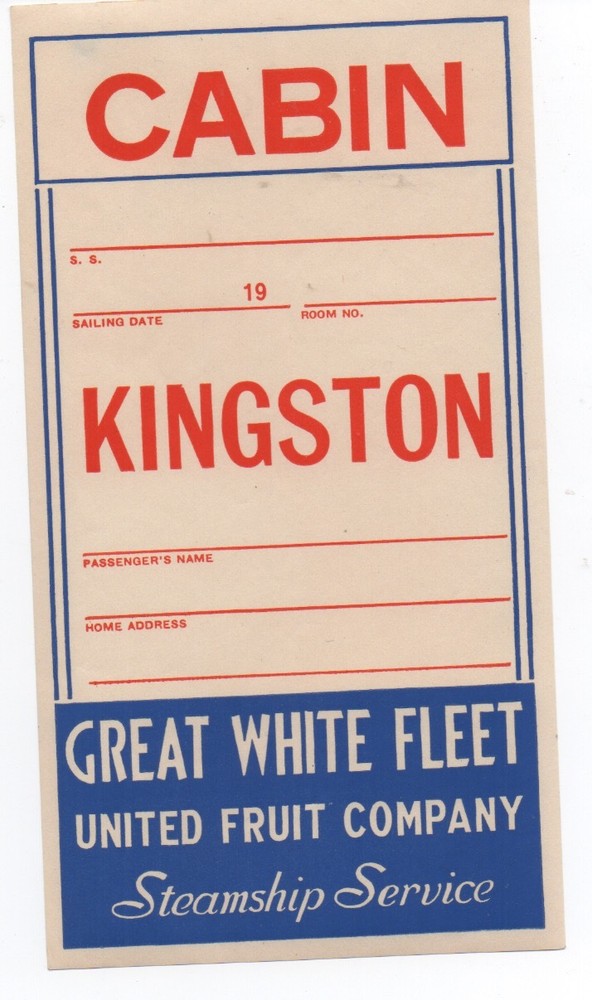 1930s United Fruit Co Great White Fleet Baggage Label