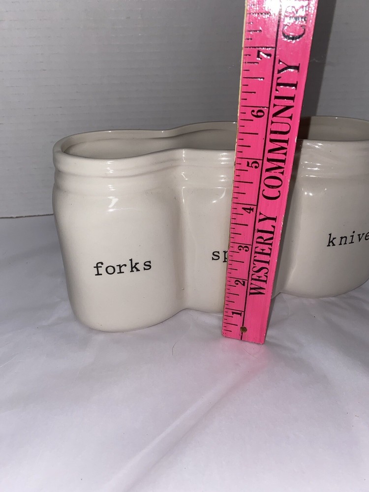 White & Black Three-Section Jar Utensil Caddy