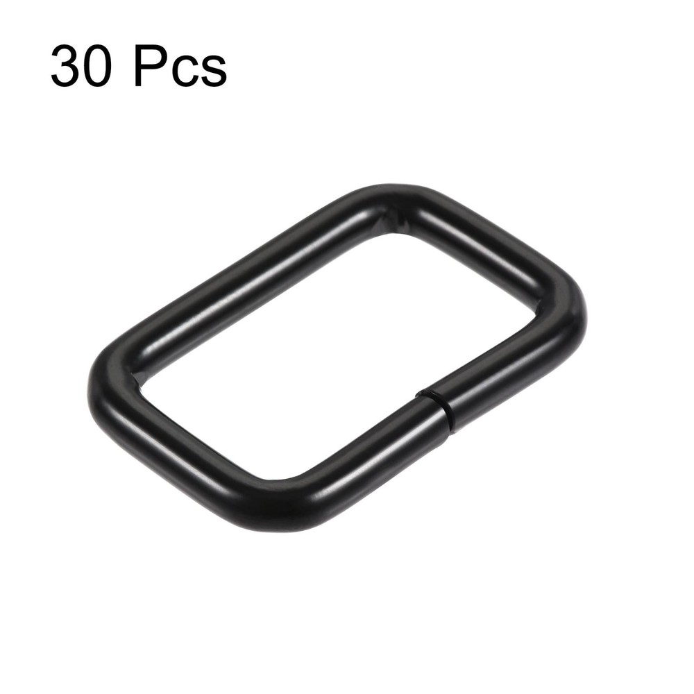 Metal Rectangle Ring Buckles 25 x 16mm Inner Dimensions Light Black 30pcs