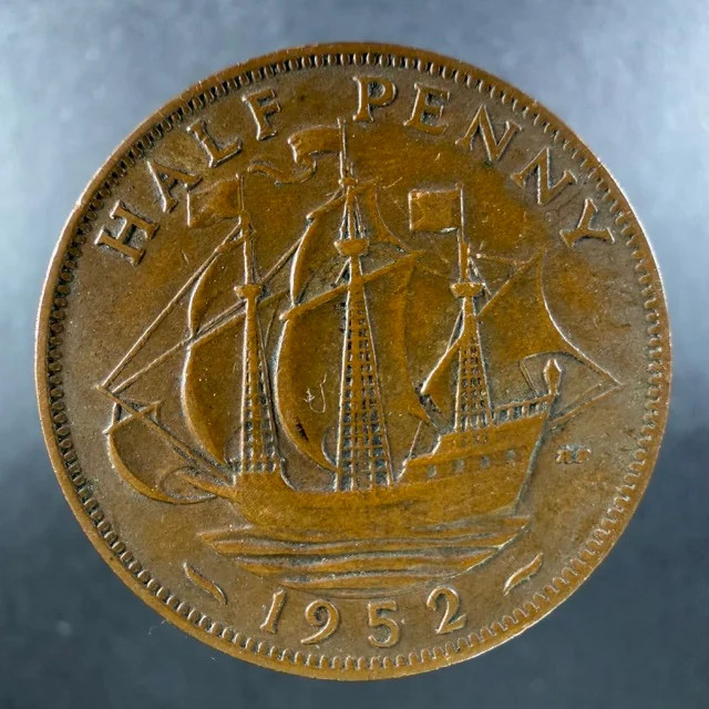 1952 Great Britain Half Penny George VI Bold Design