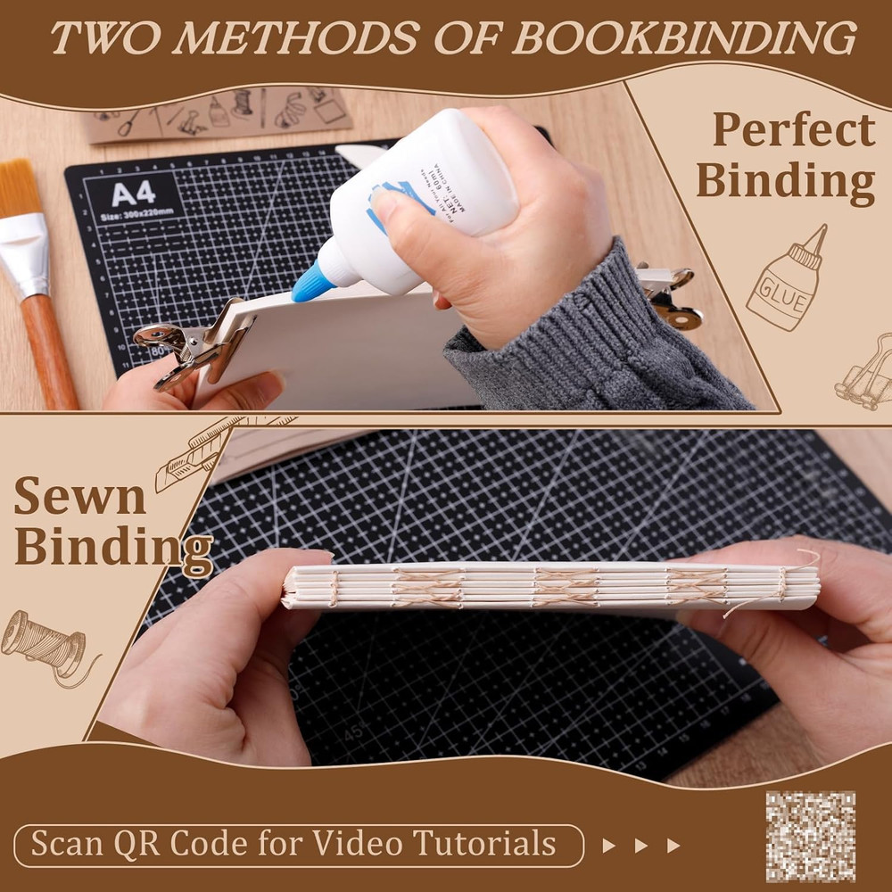 145Pcs Book Binding Kits for Beginners, Book Making Kit Bookbinding Supplies wit