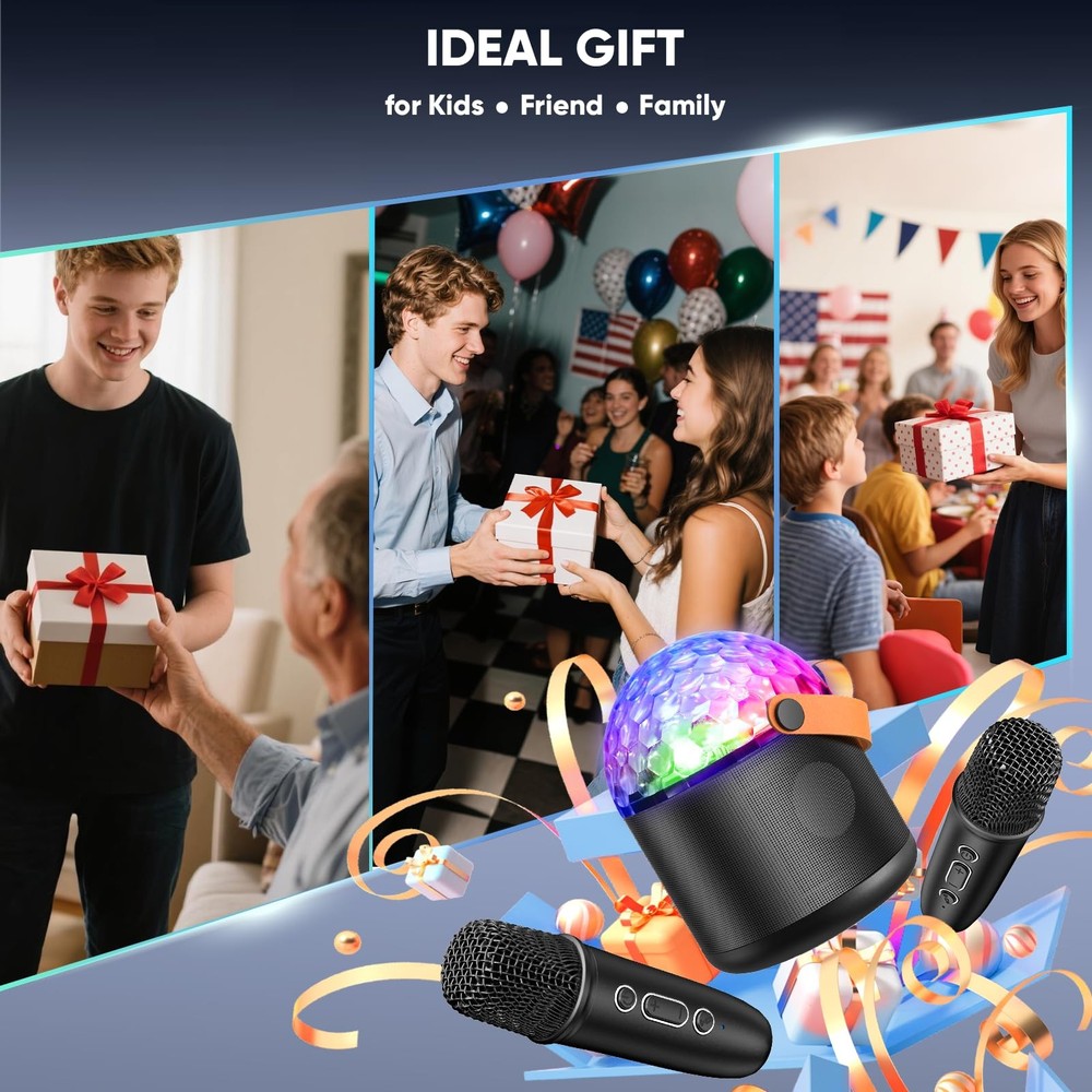 Karaoke Machine with Disco LED Lights for Adults , Portable Bluetooth Speaker...