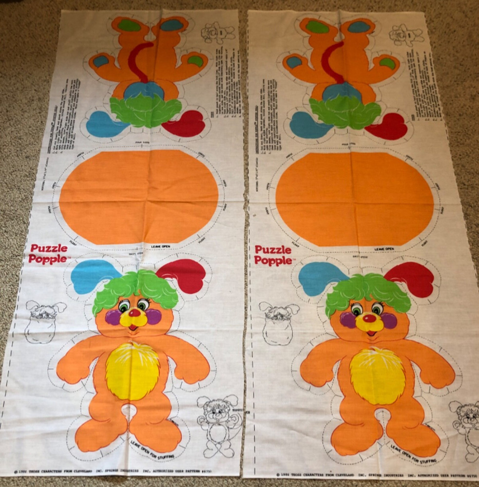 1986 Puzzle Popple Fabric Sewing Pattern Doll Toy #6750 Uncut Craft 2 Pack