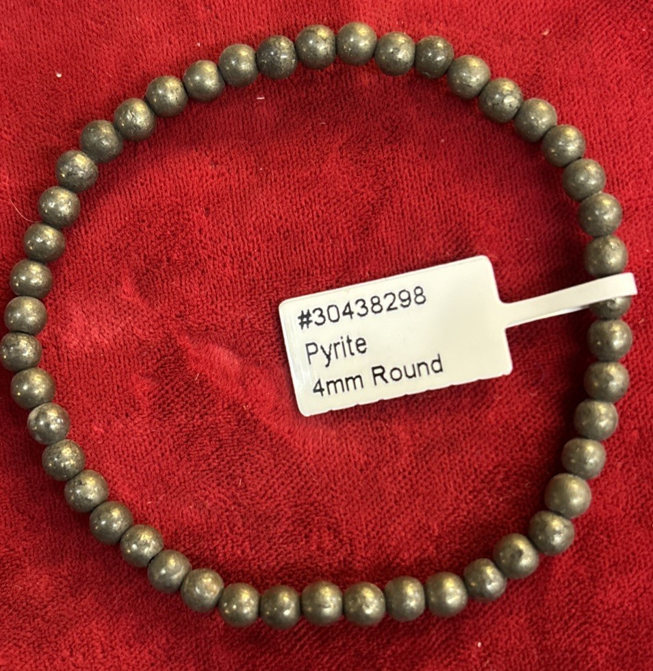 4mm -  Pyrite -Natural Stone Beads - Stretch Bracelet -